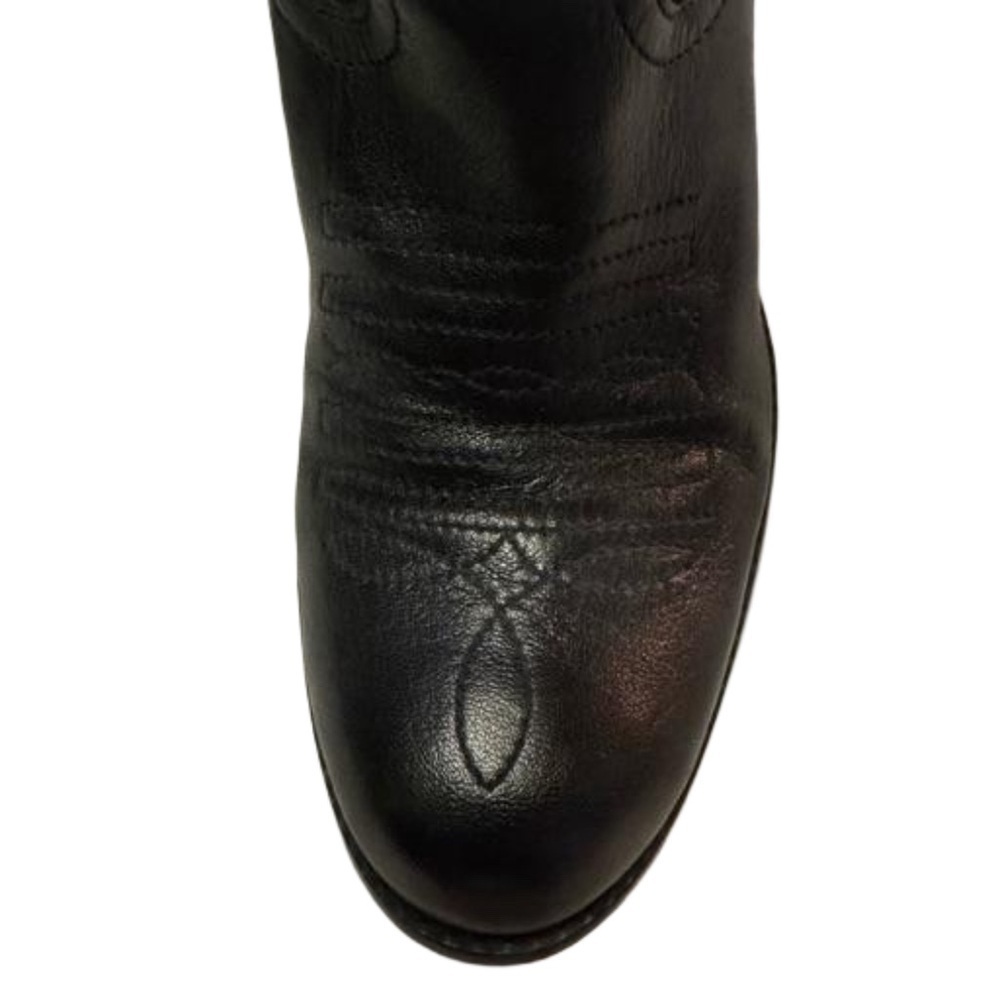 Jessica Simpson Daisy Black Leather Cowgirl Boots Size 7.5 Slouchy Almond Toe - Picture 6 of 13
